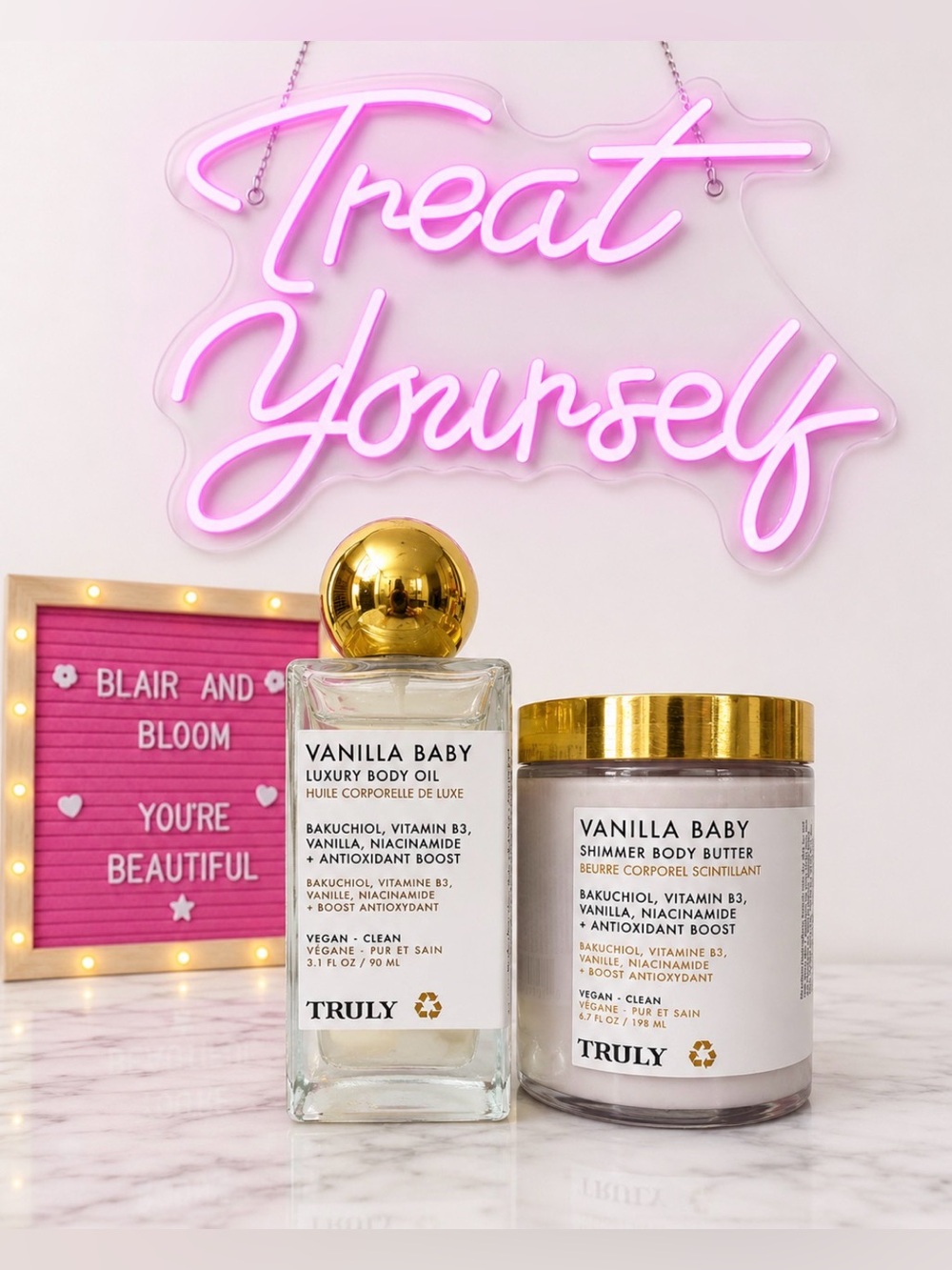 Truly Beauty Vanilla Baby Body Oil & Shimmer Body Butter Bundle
